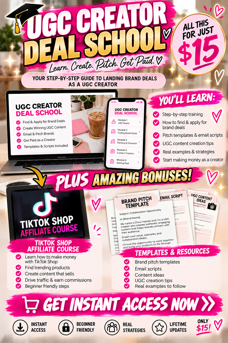 UGC Creator Deal School 🎓 | Learn How to Find, Pitch & Land Brand Deals